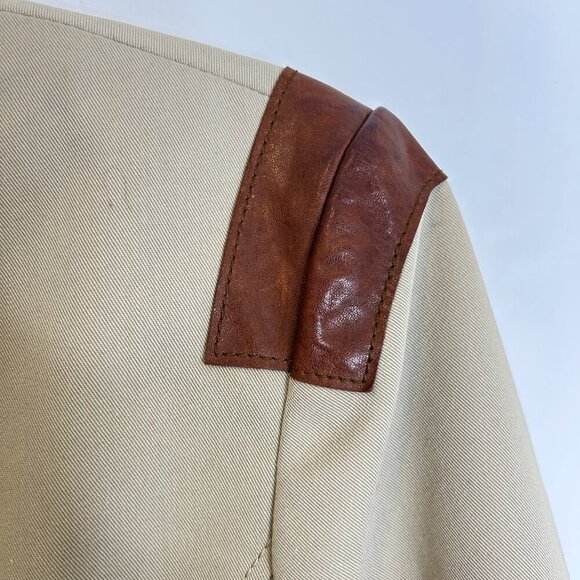 Blink Women's Tan Cotton Equestrian Coat Jacket S‎ Leather Trim Dressage Show - Picture 3 of 10